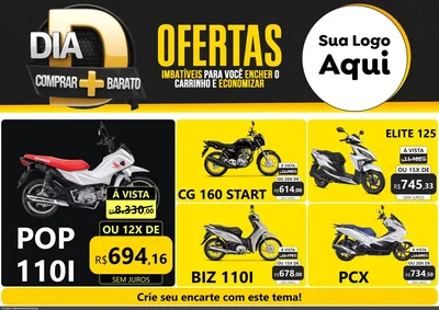 Modelo de Encarte para Encarte A4 Horizontal com o tema Dia D Mais Economia para Concessionaria de Motos