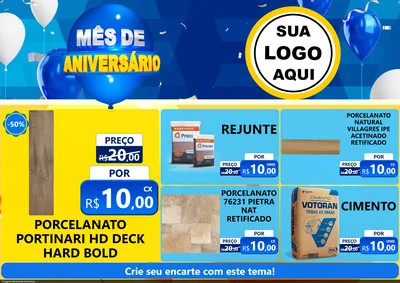 Modelo de Encarte para Encarte A4 Horizontal com o tema Mês de Aniversário para Pisos e revestimentos