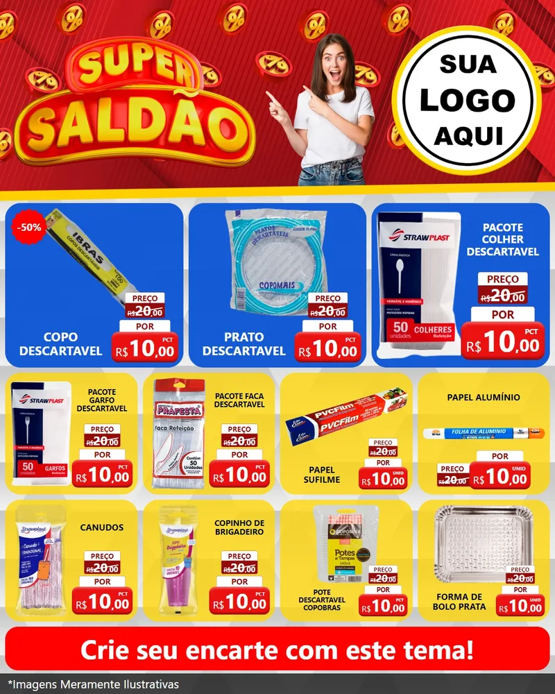 Modelo de Rede Social para Feed Instagram com o tema Super Saldão para Embalagens
