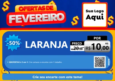 Modelo de Cartaz para Cartaz A4 Horizontal com o tema Ofertas de Fevereiro para Hortifrúti