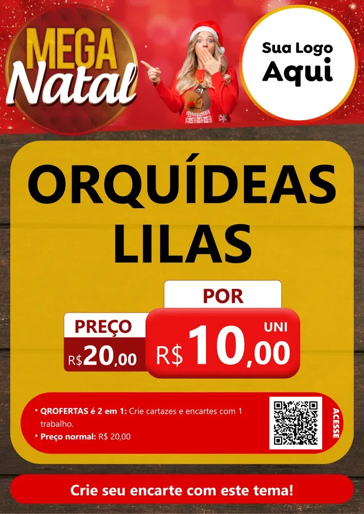 Modelo de Cartaz para Cartaz A4 Vertical com o tema Mega Natal para Floricultura e jardim
