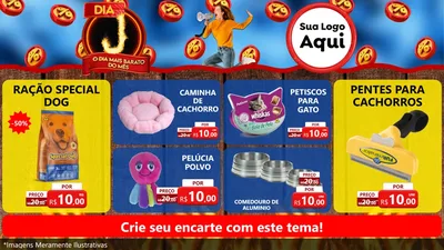 Modelo de TV para TV Horizontal com o tema Dia J - O Dia Mais Barato Do Mês para Pet Shop