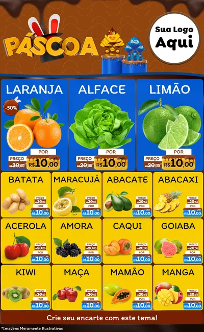 Modelo de Encarte para Encarte Grande com o tema Páscoa para Hortifrúti