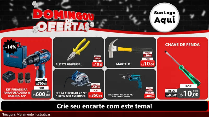 Modelo de TV para TV Horizontal com o tema Domingou de Ofertas para Maquinas e Ferramentas