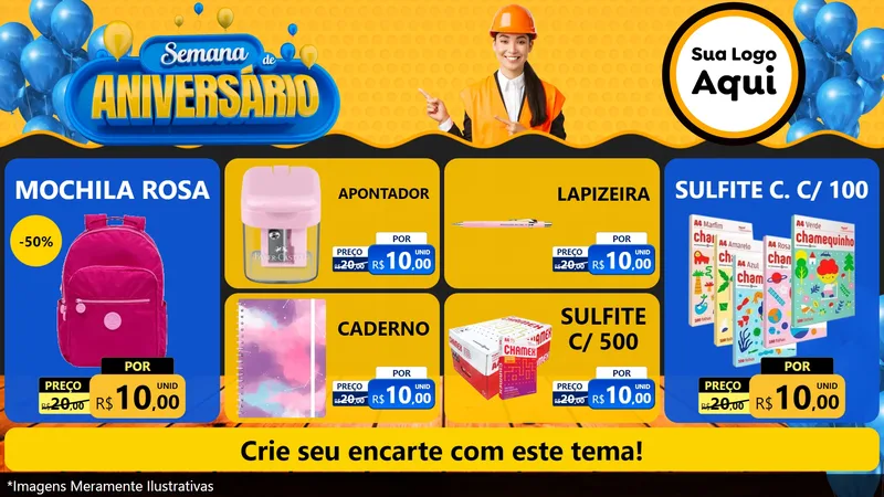Modelo de TV para TV Horizontal com o tema Semana de Aniversário para Papelaria