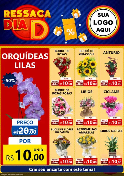 Modelo de Encarte para Encarte A4 Vertical com o tema Ressaca Dia D para Floricultura e jardim