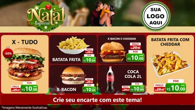 Modelo de TV para TV Horizontal com o tema Natal Especial para Hamburgueria