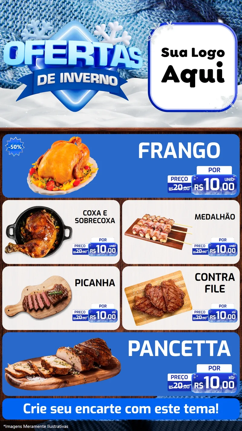 Modelo de TV para TV Vertical com o tema Ofertas de Inverno para Assados