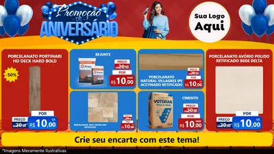 Modelo de TV para TV Horizontal com o tema Promoção de Aniversário para Pisos e revestimentos