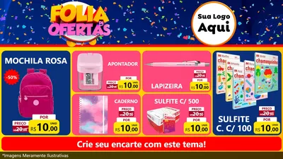 Modelo de TV para TV Horizontal com o tema Folia de Ofertas para Papelaria