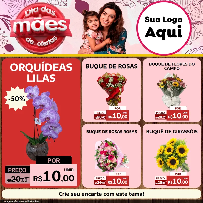 Modelo de Rede Social para Feed Facebook com o tema Dia Das Mães De Ofertas para Floricultura e jardim