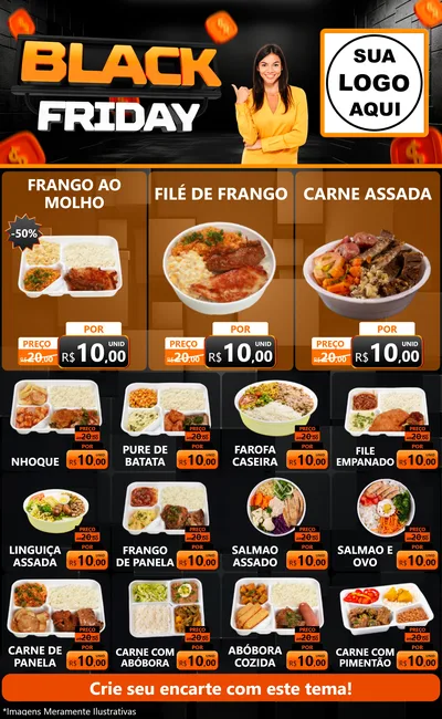 Modelo de Encarte para Encarte Grande com o tema Black Friday para Restaurante