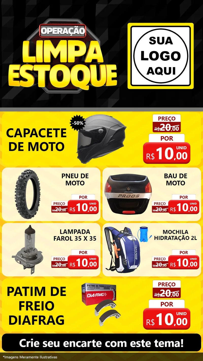 Modelo de TV para TV Vertical com o tema Operação Limpa Estoque para Moto peças