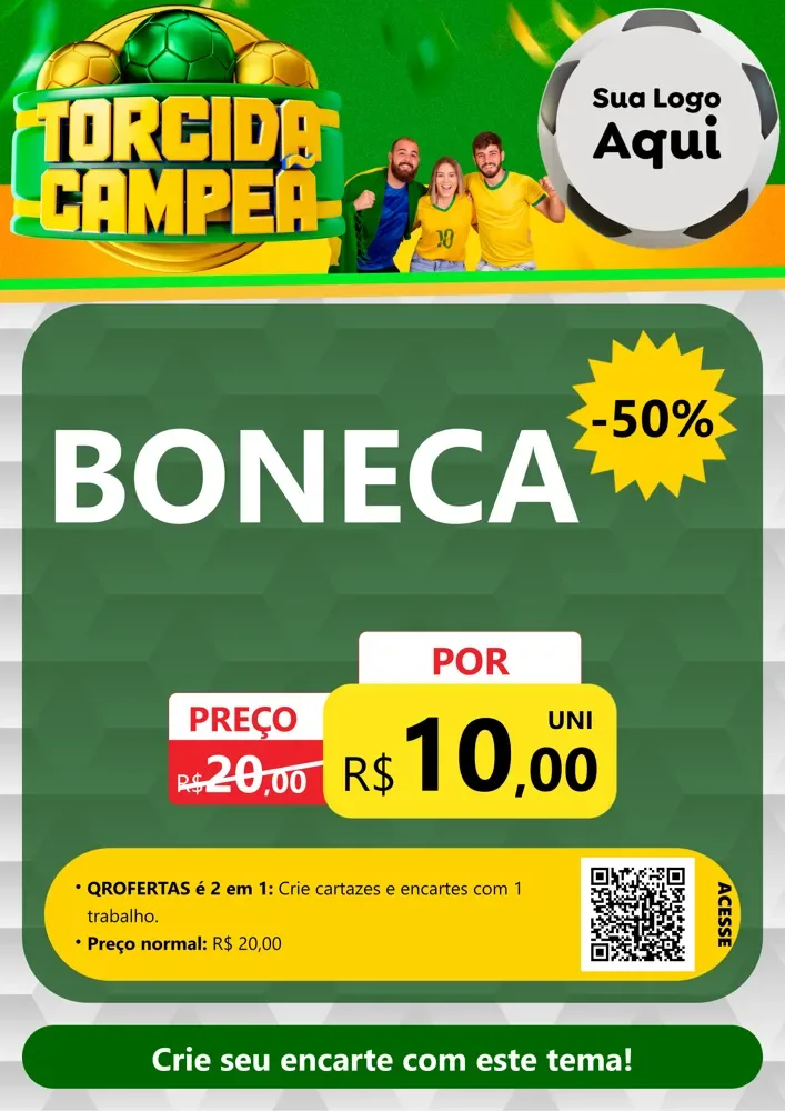 Modelo de Cartaz para Cartaz A4 Vertical com o tema Torcida Campeã - Copa para Brinquedos
