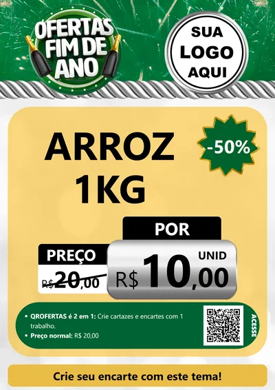 Modelo de Cartaz para Cartaz A4 Vertical com o tema Ofertas Fim de Ano para Supermercado