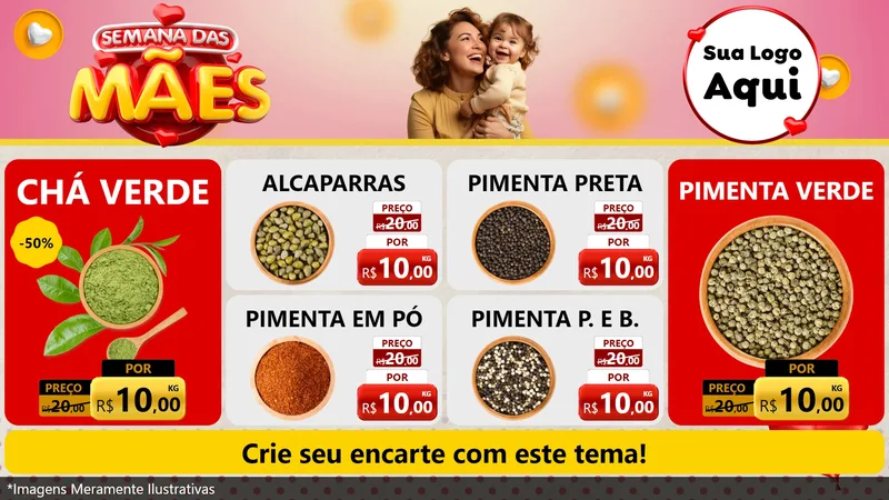 Modelo de TV para TV Horizontal com o tema Semana das Mães para Produtos Naturais