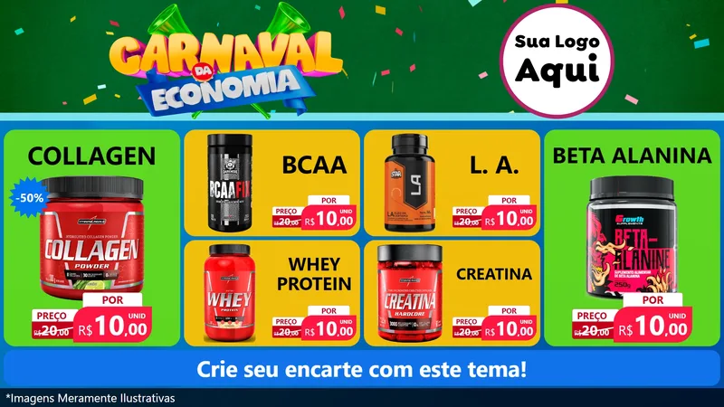 Modelo de TV para TV Horizontal com o tema Carnaval da Economia para Suplementos alimentares