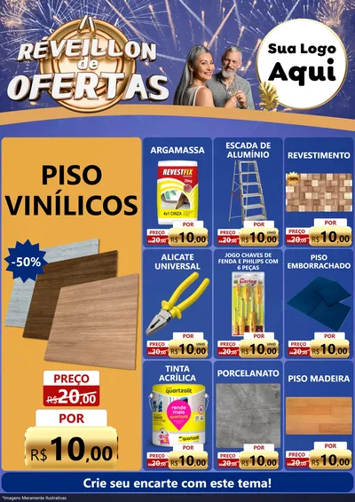 Modelo de Encarte para Encarte A4 Vertical com o tema Réveillon de Ofertas para Material para Construção
