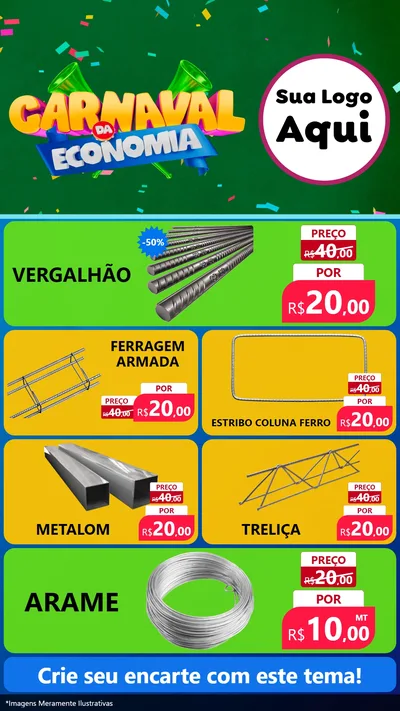 Modelo de TV para TV Vertical com o tema Carnaval da Economia para Ferragens