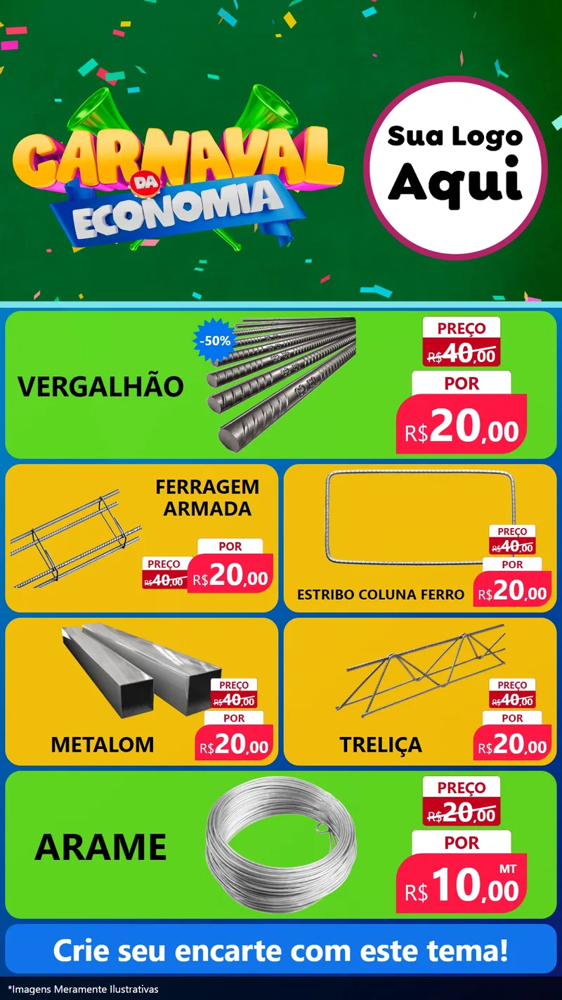 Modelo de TV para TV Vertical com o tema Carnaval da Economia para Ferragens