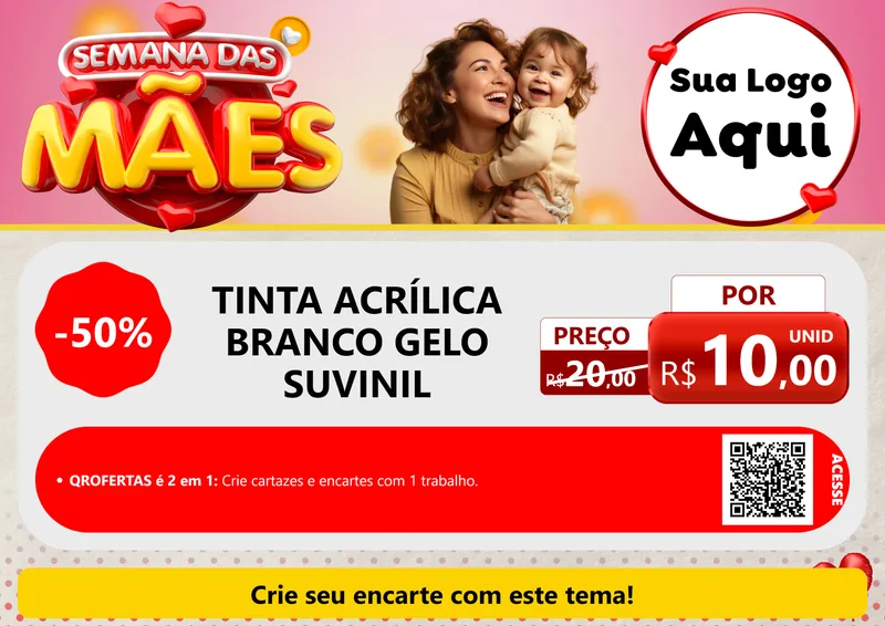 Modelo de Cartaz para Cartaz A4 Horizontal com o tema Semana das Mães para Tintas e Ferramentas