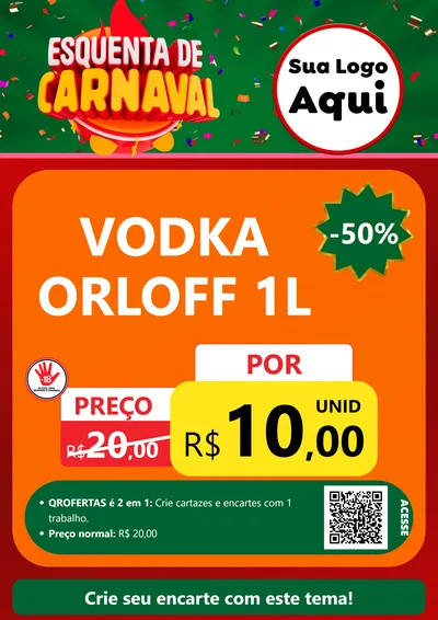 Modelo de Cartaz para Cartaz A4 Vertical com o tema Esquenta de Carnaval para Distribuidora de bebidas