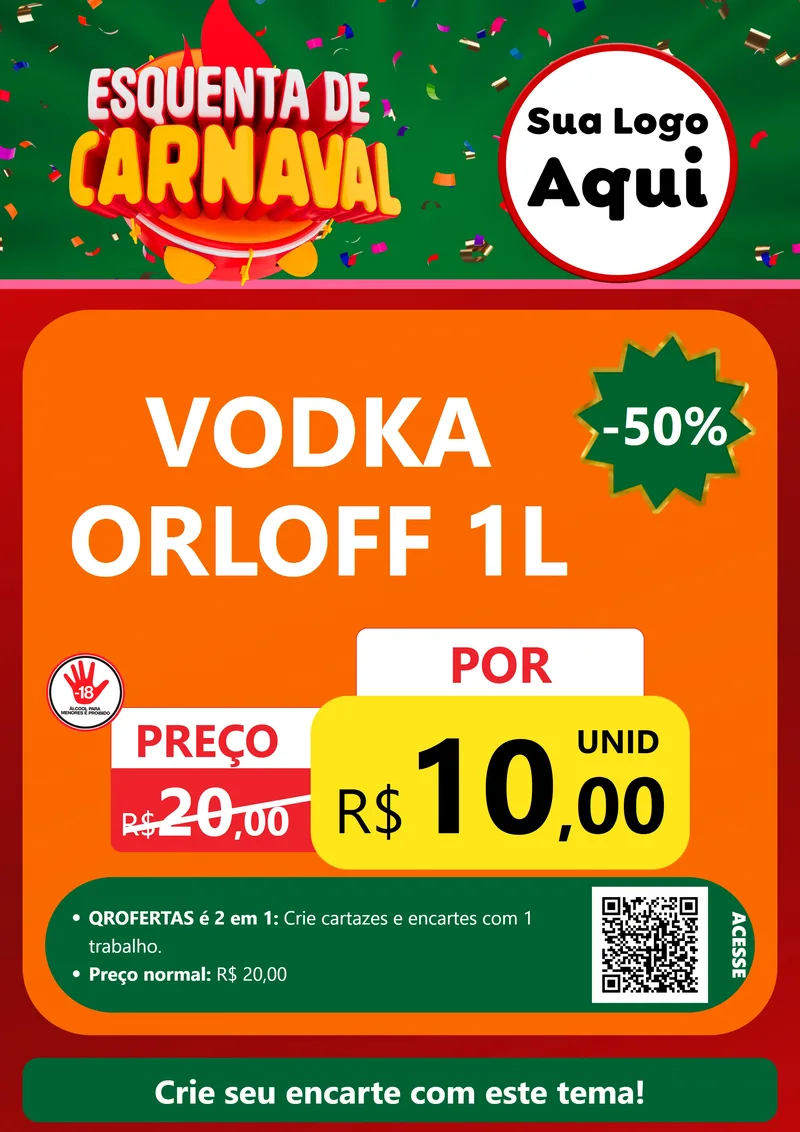 Modelo de Cartaz para Cartaz A4 Vertical com o tema Esquenta de Carnaval para Distribuidora de bebidas