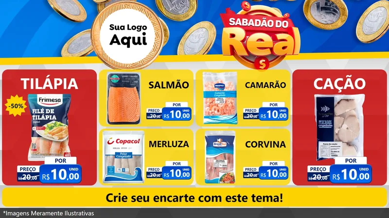 Modelo de TV para TV Horizontal com o tema Sabadão do Real para Peixaria