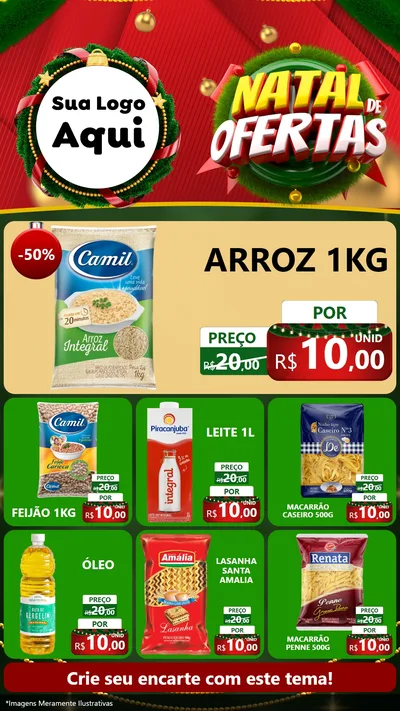 Modelo de Rede Social para Stories com o tema Natal de Ofertas para Supermercado