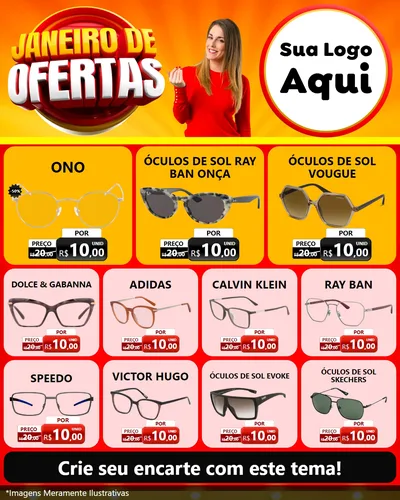 Modelo de Rede Social para Feed Instagram com o tema Janeiro de Ofertas para Óticas