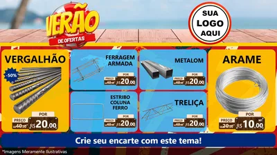Modelo de TV para TV Horizontal com o tema Verão de Ofertas para Ferragens