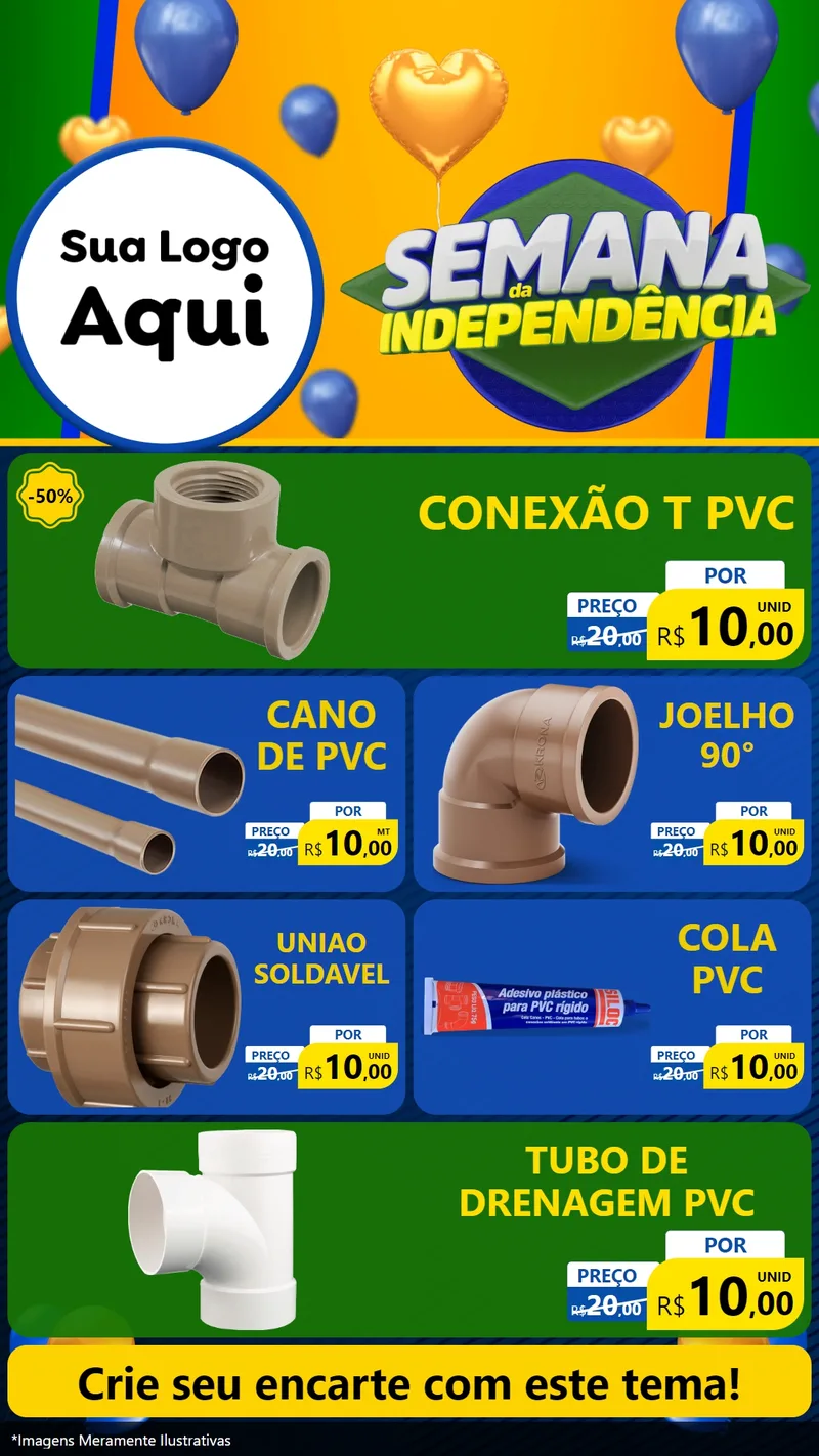 Modelo de TV para TV Vertical com o tema Semana da Independência para Tubos e conexões