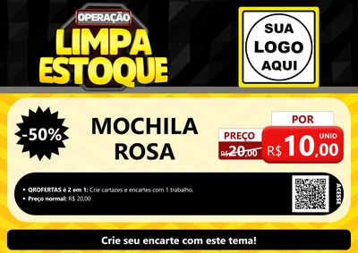 Modelo de Cartaz para Cartaz A4 Horizontal com o tema Operação Limpa Estoque para Papelaria