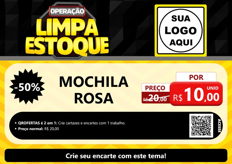 Modelo de Cartaz para Cartaz A4 Horizontal com o tema Operação Limpa Estoque para Papelaria