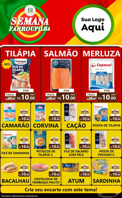 Modelo de Encarte para Encarte Grande com o tema Semana Farroupilha para Peixaria