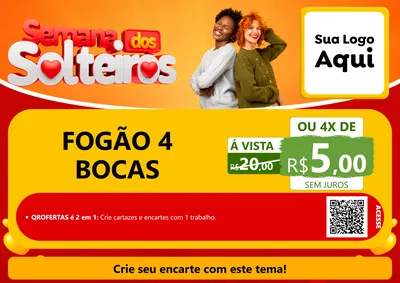 Modelo de Cartaz para Cartaz A4 Horizontal com o tema Semana dos Solteiros para Móveis e Eletro