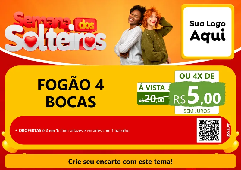 Modelo de Cartaz para Cartaz A4 Horizontal com o tema Semana dos Solteiros para Móveis e Eletro