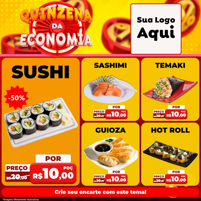 Modelo de Rede Social para Feed Facebook com o tema Quinzena Da Economia para Comida japonesa