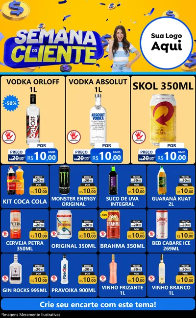 Modelo de Encarte para Encarte Grande com o tema Semana do Cliente para Distribuidora de bebidas