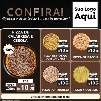 Modelo de Rede Social para Feed Facebook com o tema Confira! Ofertas que irão te surpreender! para Pizzaria