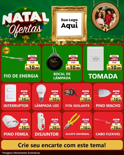 Modelo de Rede Social para Feed Instagram com o tema Natal de Ofertas para Materiais Elétricos