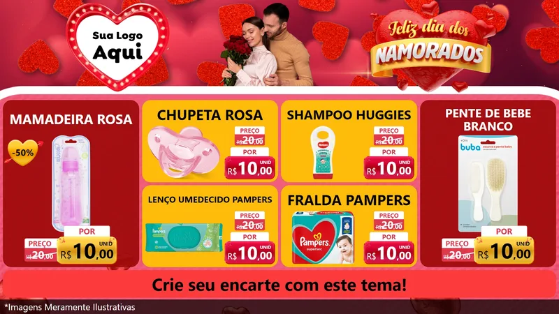 Modelo de TV para TV Horizontal com o tema Feliz Dia Dos Namorados para Bebês