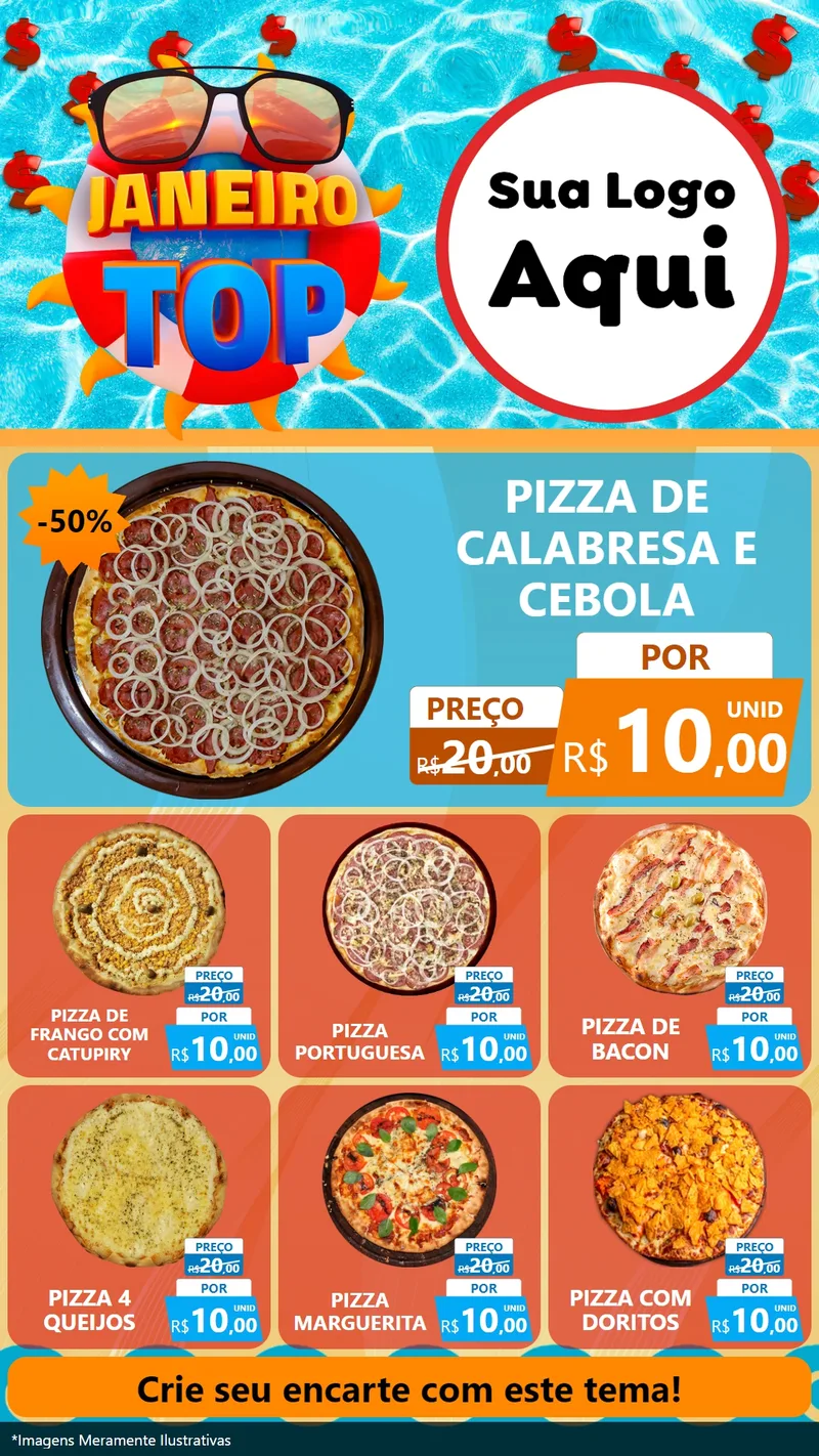Modelo de Rede Social para Stories com o tema Janeiro Top para Pizzaria