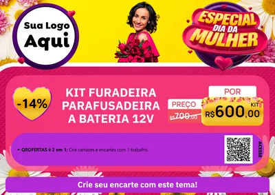 Modelo de Cartaz para Cartaz A4 Horizontal com o tema Especial Dia da Mulher para Maquinas e Ferramentas