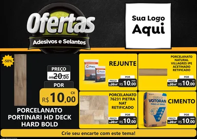 Modelo de Encarte para Encarte A4 Horizontal com o tema Ofertas - Adesivos e Selantes para Pisos e revestimentos