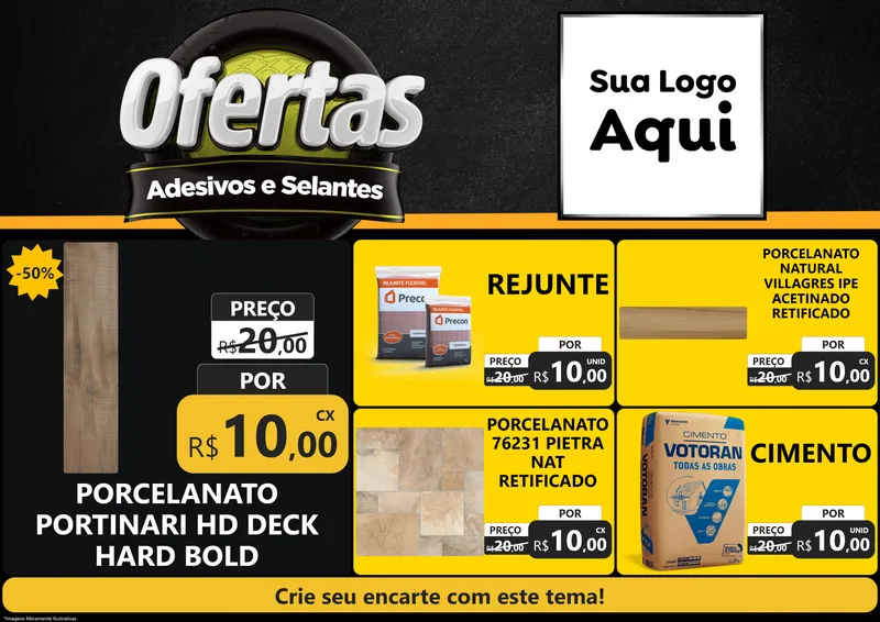 Modelo de Encarte para Encarte A4 Horizontal com o tema Ofertas - Adesivos e Selantes para Pisos e revestimentos
