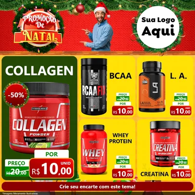 Modelo de Rede Social para Feed Facebook com o tema Promoção de Natal para Suplementos alimentares