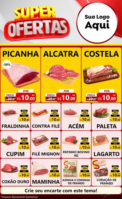 Modelo de Encarte para Encarte Grande com o tema Super Ofertas para Açougue