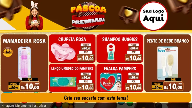 Modelo de TV para TV Horizontal com o tema Páscoa Premiada para Bebês