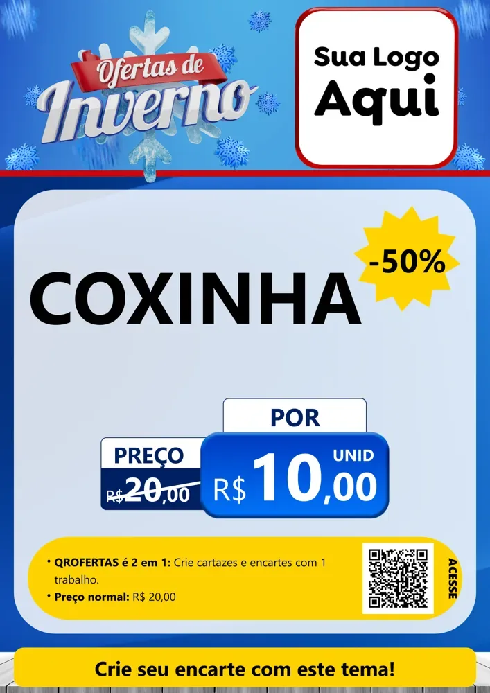 Modelo de Cartaz para Cartaz A4 Vertical com o tema Ofertas de Inverno para Salgadaria